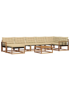 Set di divani 22 pcs Naturale e Beige Legno di Acacia Massello 2