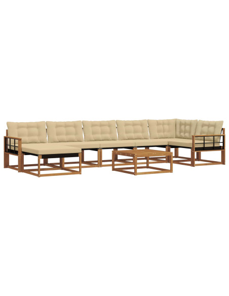 Set di divani 22 pcs Naturale e Beige Legno di Acacia Massello