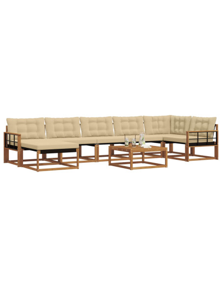 Set di divani 22 pcs Naturale e Beige Legno di Acacia Massello