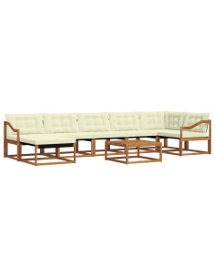 Set di divani 22 pcs Naturale e Crema Legno di Acacia Massello 2