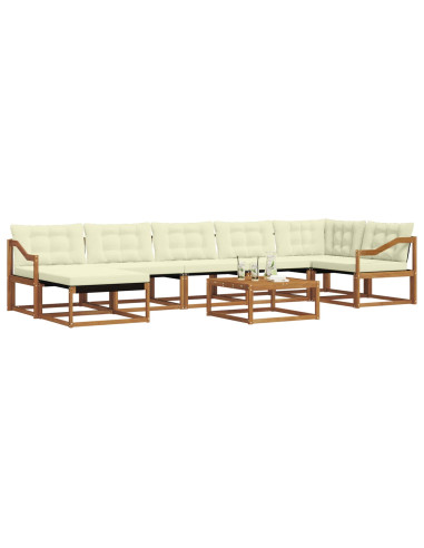 Set di divani 22 pcs Naturale e Crema Legno di Acacia Massello