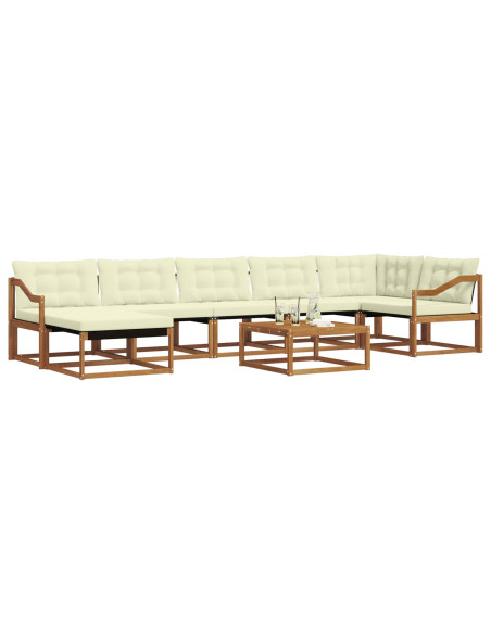 Set di divani 22 pcs Naturale e Crema Legno di Acacia Massello
