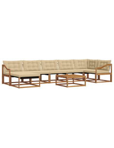 Set di divani 22 pcs Naturale e Beige Legno di Acacia Massello 2