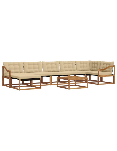 Set di divani 22 pcs Naturale e Beige Legno di Acacia Massello
