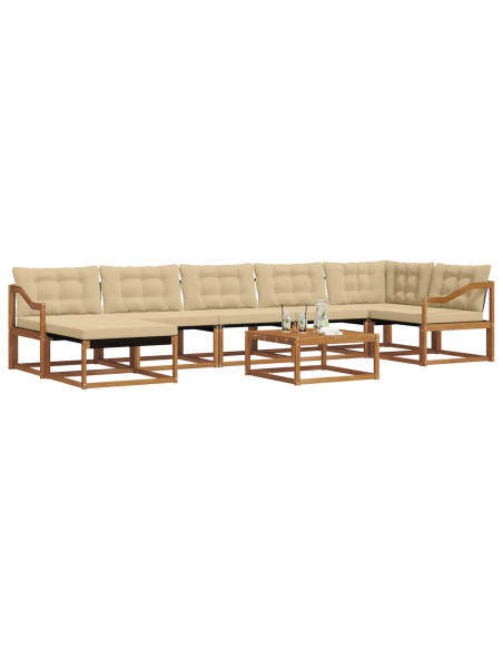 Set di divani 22 pcs Naturale e Beige Legno di Acacia Massello