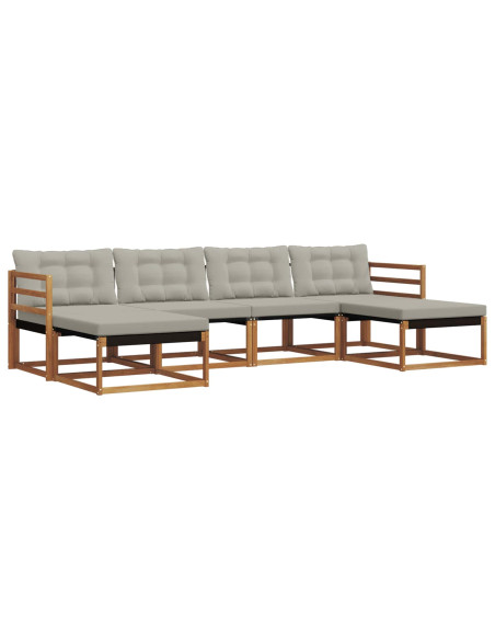 Set di divani con cuscino 6 pcs Grigio Naturale e Chiaro