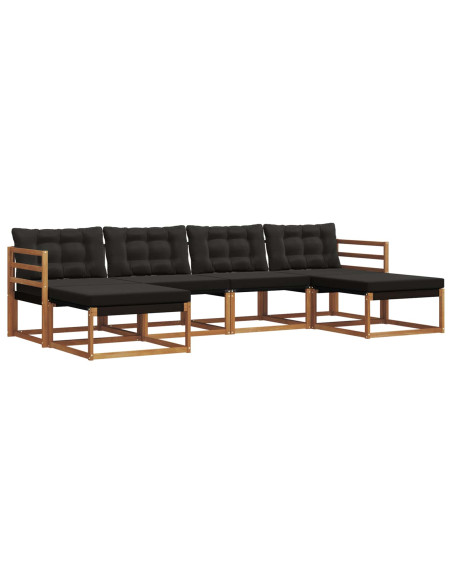 Set di divani con cuscino 6 pcs Naturale e Nero