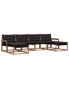 Set di divani con cuscino 6 pcs Naturale e Nero 2