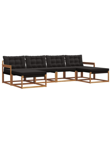 Set di divani con cuscino 6 pcs Naturale e Nero