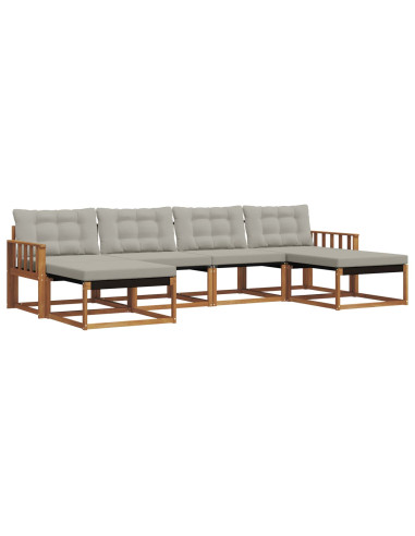 Set di divani con cuscino 6 pcs Grigio Naturale e Chiaro