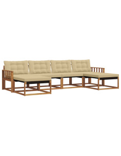 Set di divani con cuscino 6 pcs Naturale e Beige 2