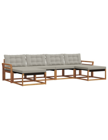 Set di divani con cuscino 6 pcs Grigio Naturale e Chiaro