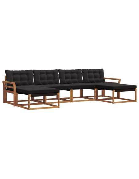 Set di divani con cuscino 6 pcs Naturale e Nero