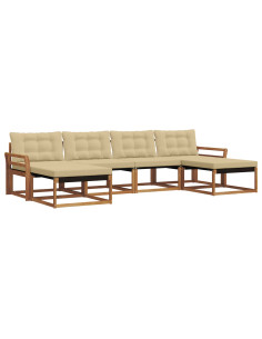 Set di divani con cuscino 6 pcs Naturale e Beige 2