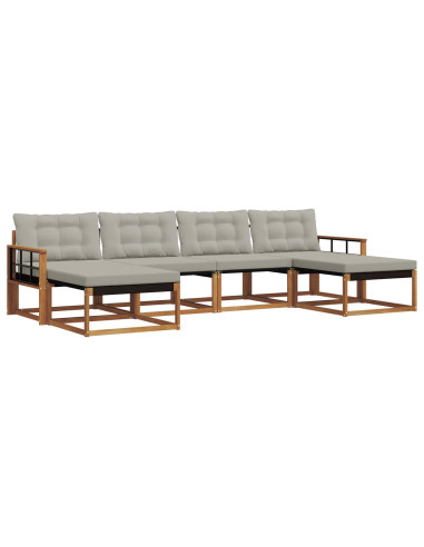 Set di divani con cuscino 6 pcs Grigio Naturale e Chiaro
