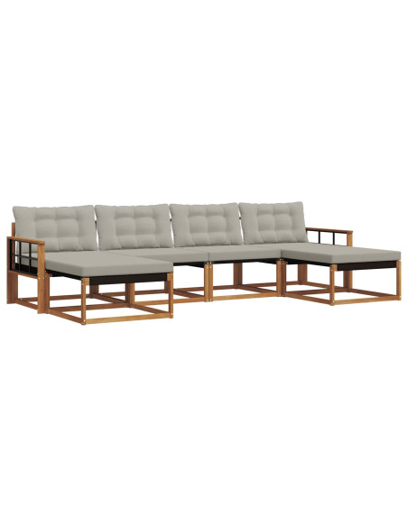 Set di divani con cuscino 6 pcs Grigio Naturale e Chiaro