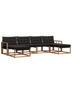 Set di divani con cuscino 6 pcs Naturale e Nero 2