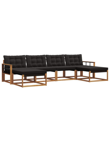 Set di divani con cuscino 6 pcs Naturale e Nero