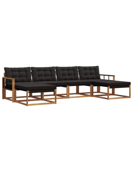 Set di divani con cuscino 6 pcs Naturale e Nero