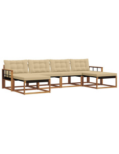 Set di divani con cuscino 6 pcs Naturale e Beige 2