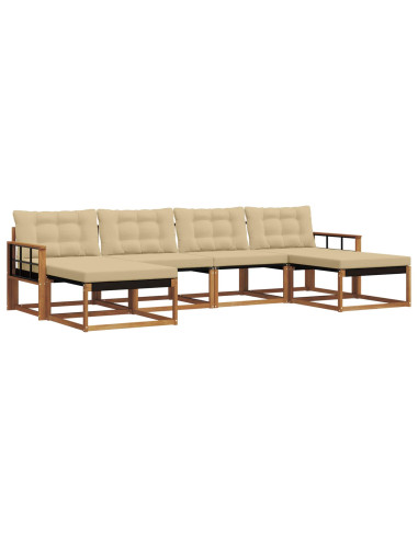 Set di divani con cuscino 6 pcs Naturale e Beige