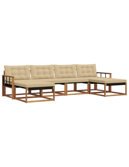 Set di divani con cuscino 6 pcs Naturale e Beige