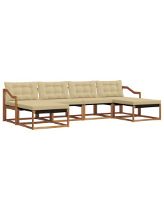 Set di divani con cuscino 6 pcs Naturale e Beige 2