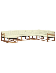 Set di divani 24 pcs Naturale e Crema Legno di Acacia Massello 2