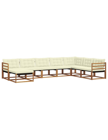 Set di divani 24 pcs Naturale e Crema Legno di Acacia Massello