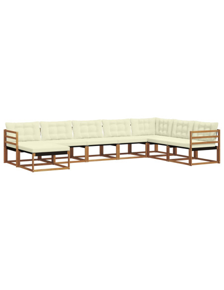 Set di divani 24 pcs Naturale e Crema Legno di Acacia Massello