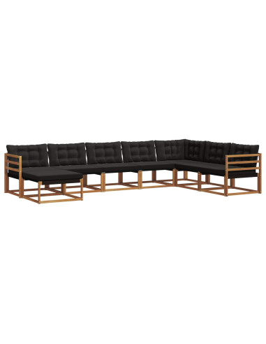 Set di divani 24 pcs Naturale e Nero Legno di Acacia Massello