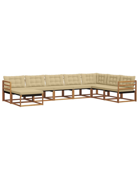 Set di divani 24 pcs Naturale e Beige Legno di Acacia Massello