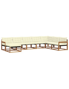 Set di divani 24 pcs Naturale e Crema Legno di Acacia Massello 2