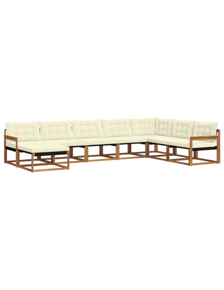 Set di divani 24 pcs Naturale e Crema Legno di Acacia Massello