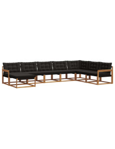 Set di divani 24 pcs Naturale e Nero Legno di Acacia Massello 2