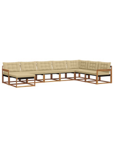 Set di divani 24 pcs Naturale e Beige Legno di Acacia Massello 2
