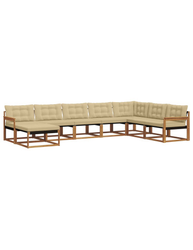 Set di divani 24 pcs Naturale e Beige Legno di Acacia Massello
