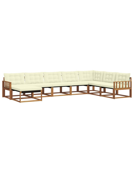 Set di divani 24 pcs Naturale e Crema Legno di Acacia Massello