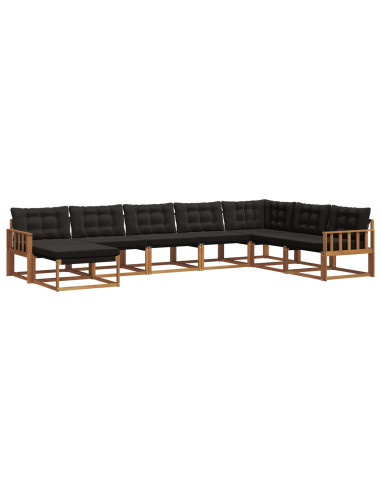Set di divani 24 pcs Naturale e Nero Legno di Acacia Massello