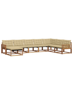 Set di divani 24 pcs Naturale e Beige Legno di Acacia Massello 2