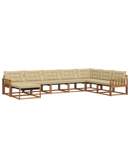 Set di divani 24 pcs Naturale e Beige Legno di Acacia Massello