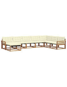 Set di divani 24 pcs Naturale e Crema Legno di Acacia Massello 2