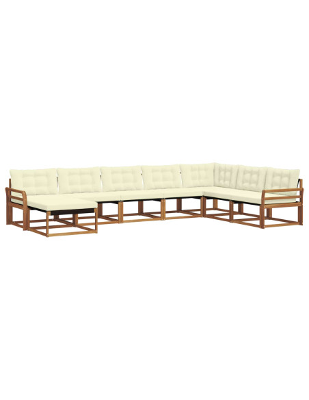 Set di divani 24 pcs Naturale e Crema Legno di Acacia Massello