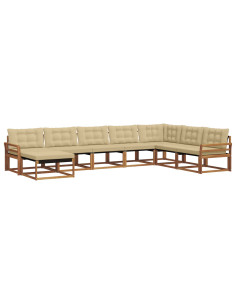 Set di divani 24 pcs Naturale e Beige Legno di Acacia Massello 2