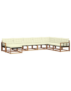 Set di divani 24 pcs Naturale e Crema Legno di Acacia Massello 2