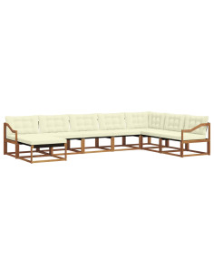Set di divani 24 pcs Naturale e Crema Legno di Acacia Massello 2