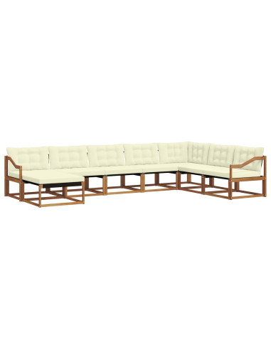 Set di divani 24 pcs Naturale e Crema Legno di Acacia Massello