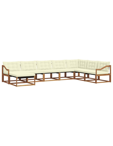 Set di divani 24 pcs Naturale e Crema Legno di Acacia Massello