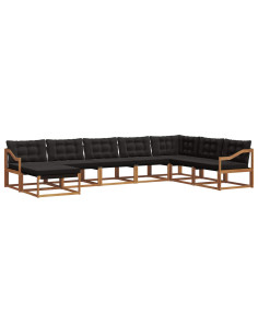 Set di divani 24 pcs Naturale e Nero Legno di Acacia Massello 2