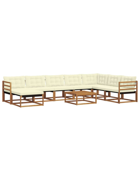 Set di divani 25 pcs Naturale e Crema Legno di Acacia Massello